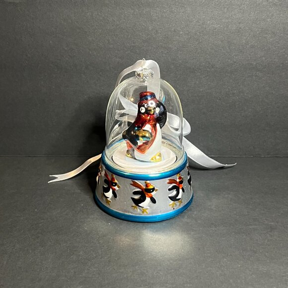 Mr Christmas Musical Rotating Penguin Joy to the World Glass Dome Ornament 4" - Picture 2 of 8